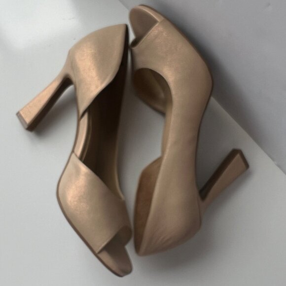 Naturalizer Open-Toe D'Orsay High Heels Gold Faux Leather Womens Size 10W - Picture 5 of 13